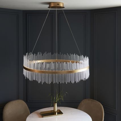 Endon 107672 - Dimmbare LED-Pendelleuchte an Kabel ADRIEL LED/83W/230V 3000K Ø 89 cm gold/transparent