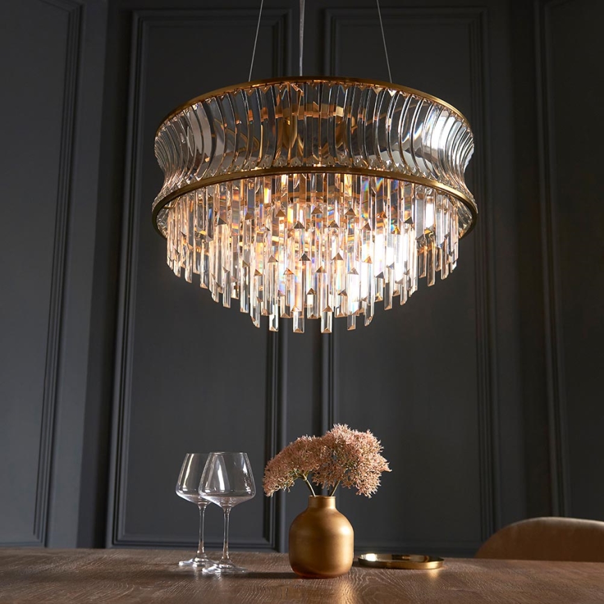 Endon 107785 - Hängeleuchte mit Kabelaufhängung, 9xE14/6W/230V, goldfarben