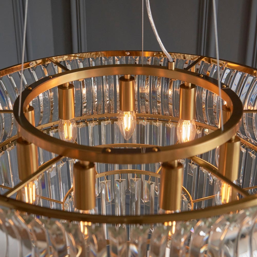 Endon 107785 - Hängeleuchte mit Kabelaufhängung, 9xE14/6W/230V, goldfarben