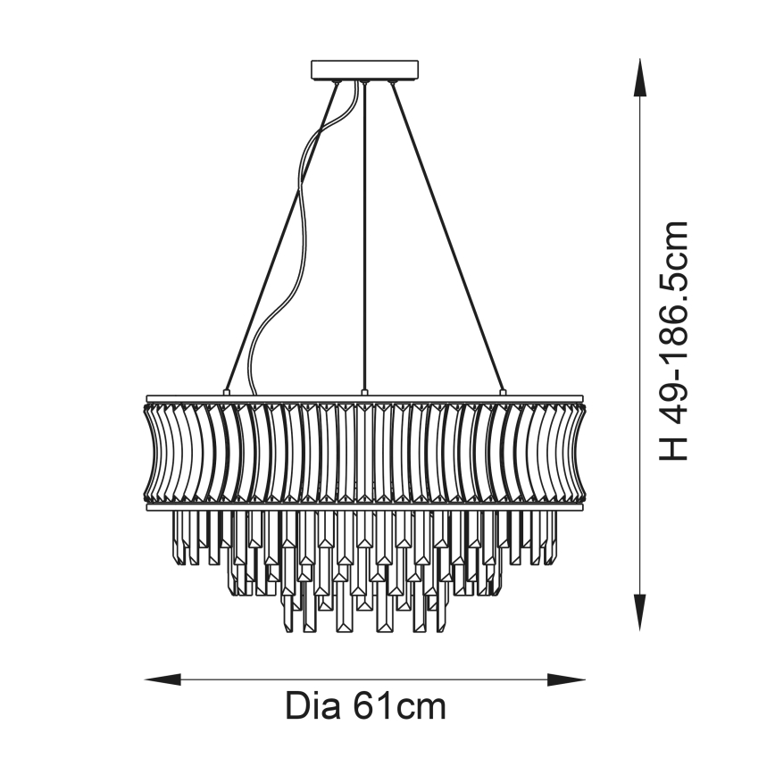 Endon 107785 - Hängeleuchte mit Kabelaufhängung, 9xE14/6W/230V, goldfarben