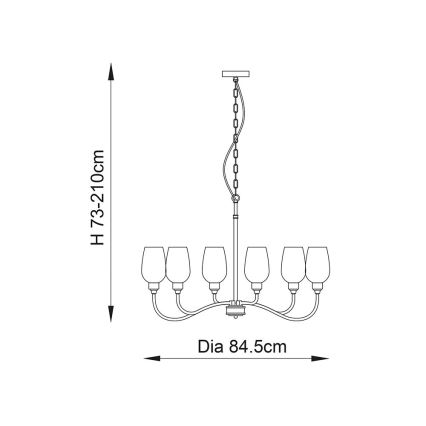 Endon 107791 - Kronleuchter mit Kette 6xE14/6W/230V Messing