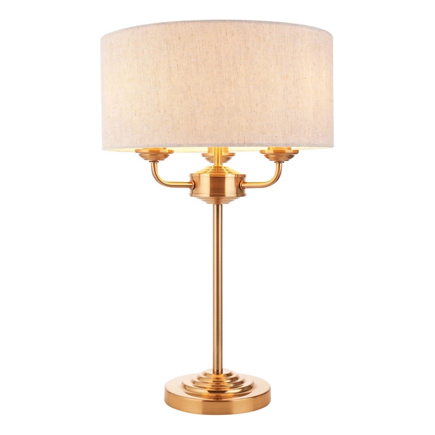 Endon 110721 - Tischleuchte HIGHCLERE 3xE14/18W/230V beige/Messing