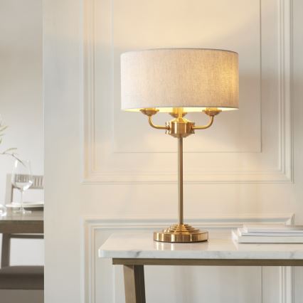 Endon 110721 - Tischleuchte HIGHCLERE 3xE14/18W/230V beige/Messing
