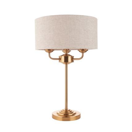 Endon 110721 - Tischleuchte HIGHCLERE 3xE14/18W/230V beige/Messing