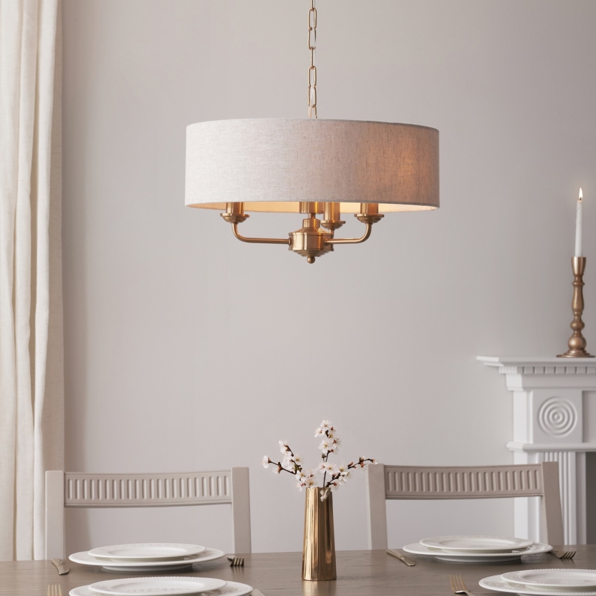 Endon 110723 - Hängeleuchte an Kette HIGHCLERE 3xE14/40W/230V beige/Messing
