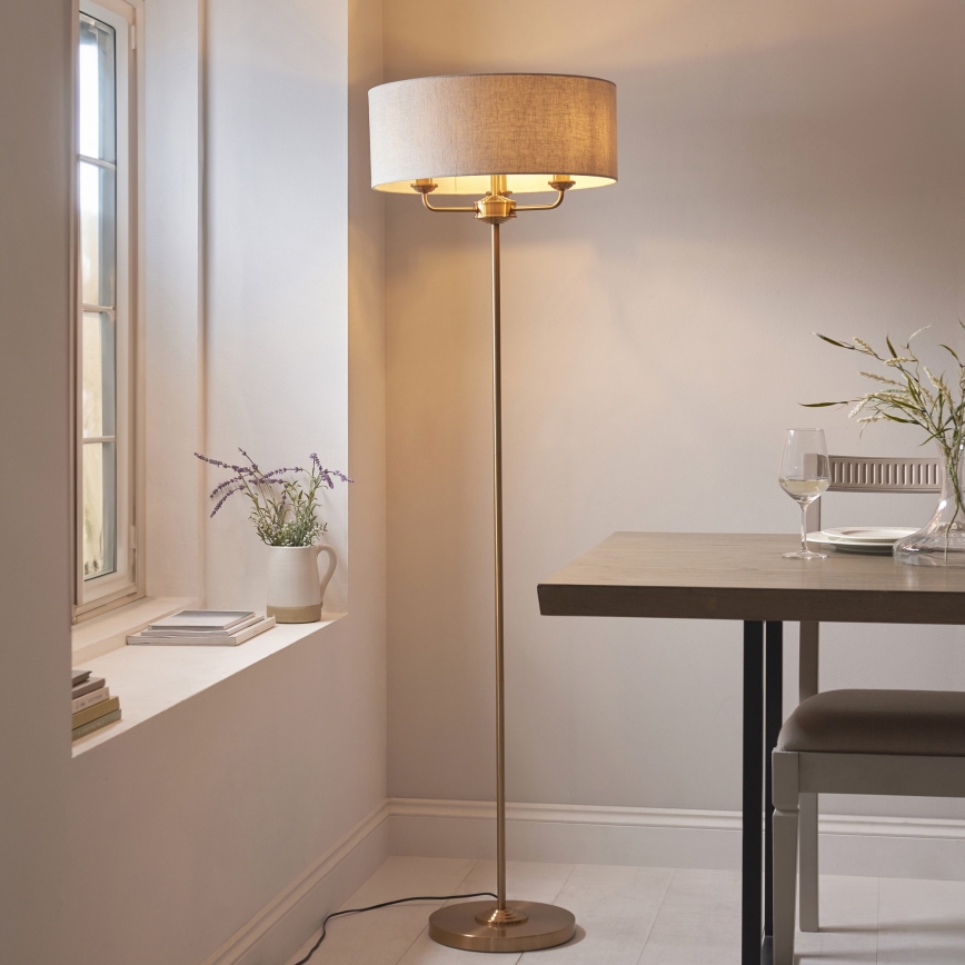 Endon 110724 - Stehleuchte HIGHCLERE 1xE14/40W/230V beige/Messing