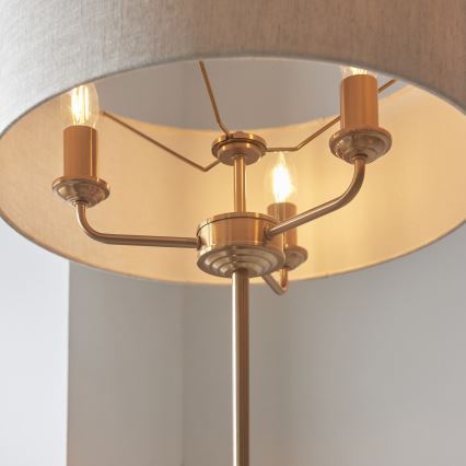 Endon 110724 - Stehleuchte HIGHCLERE 1xE14/40W/230V beige/Messing