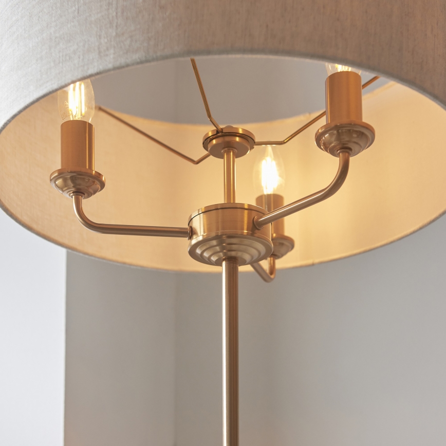 Endon 110724 - Stehleuchte HIGHCLERE 1xE14/40W/230V beige/Messing