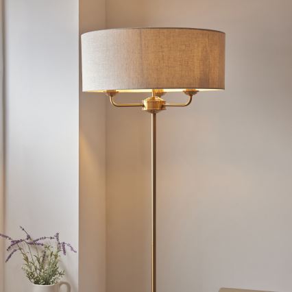 Endon 110724 - Stehleuchte HIGHCLERE 1xE14/40W/230V beige/Messing