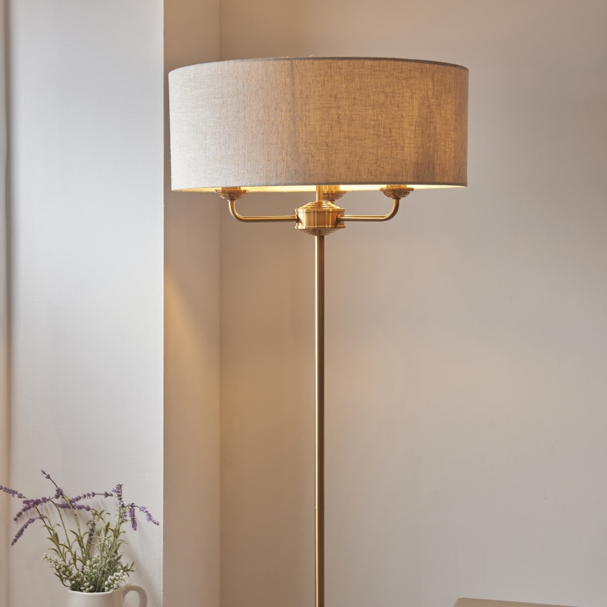 Endon 110724 - Stehleuchte HIGHCLERE 1xE14/40W/230V beige/Messing