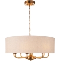 Endon 110727 - Kronleuchter an Kette HIGHCLERE 8xE14/6W/230V beige/Messing Ø 70 cm