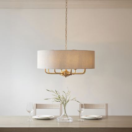 Endon 110727 - Kronleuchter an Kette HIGHCLERE 8xE14/6W/230V beige/Messing Ø 70 cm