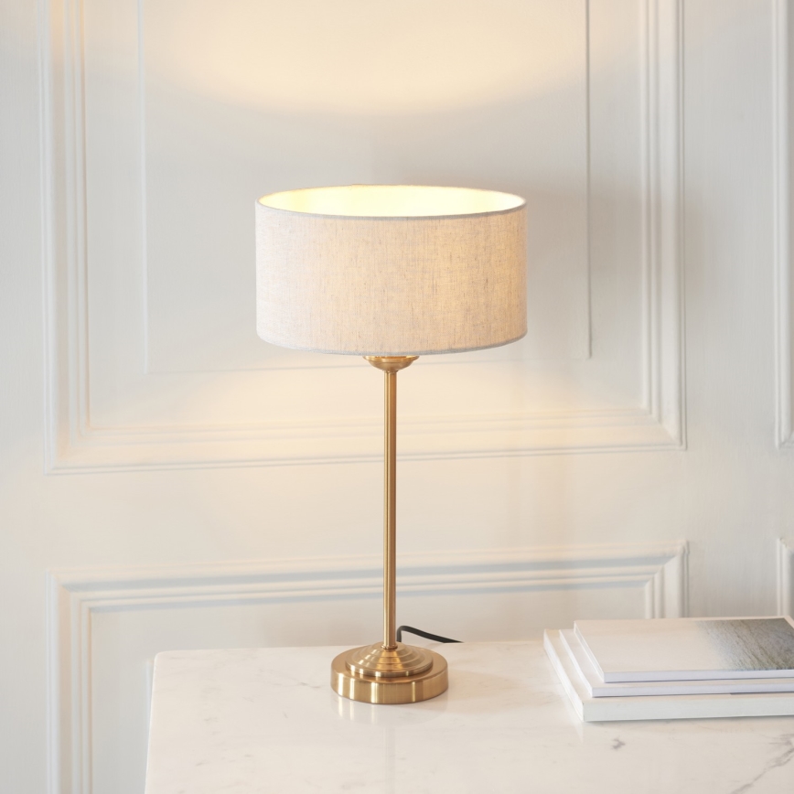 Endon 110728 - Tischlampe HIGHCLERE 1xE14/7W/230V beige/messing Ø 25 cm