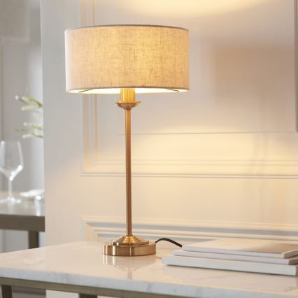 Endon 110728 - Tischlampe HIGHCLERE 1xE14/7W/230V beige/messing Ø 25 cm