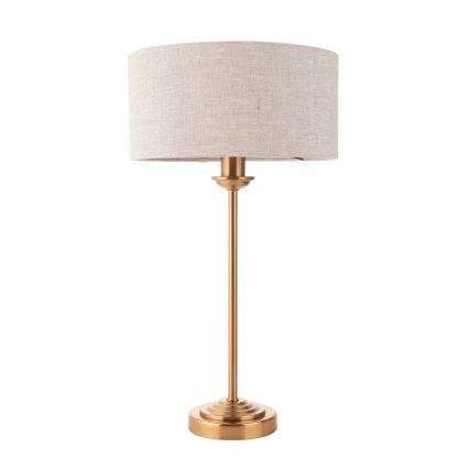 Endon 110728 - Tischlampe HIGHCLERE 1xE14/7W/230V beige/messing Ø 25 cm