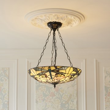 Endon 111869 - Tiffany-Kronleuchter ASHTON an Kette, 3x E27/10W/230V, Ø 45 cm