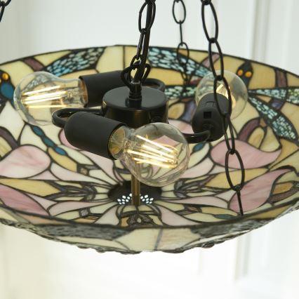 Endon 111869 - Tiffany-Kronleuchter ASHTON an Kette, 3x E27/10W/230V, Ø 45 cm