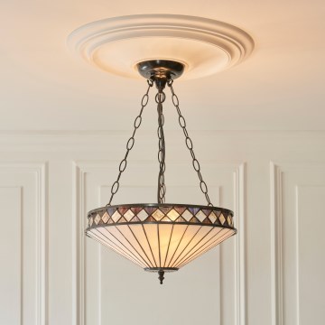 Endon 111870 - Tiffany FARGO Kronleuchter mit Kette, 3xE27/10W/230V, Ø 41,5 cm
