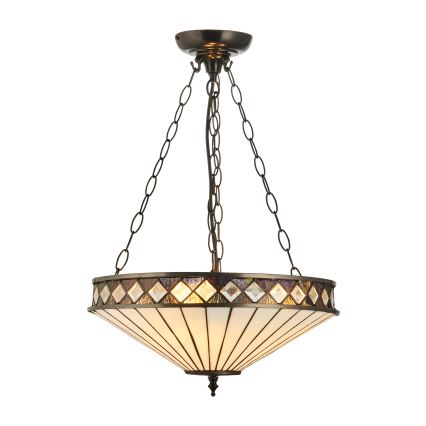 Endon 111870 - Tiffany FARGO Kronleuchter mit Kette, 3xE27/10W/230V, Ø 41,5 cm