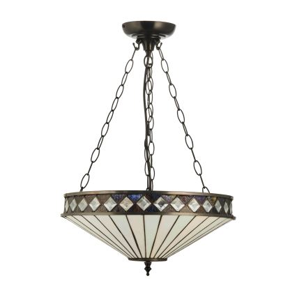 Endon 111870 - Tiffany FARGO Kronleuchter mit Kette, 3xE27/10W/230V, Ø 41,5 cm