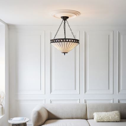 Endon 111871 - Tiffany-Kronleuchter FARGO an Kette, 3xE27/10W/230V, Ø 50 cm