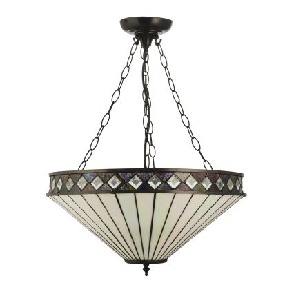 Endon 111871 - Tiffany-Kronleuchter FARGO an Kette, 3xE27/10W/230V, Ø 50 cm