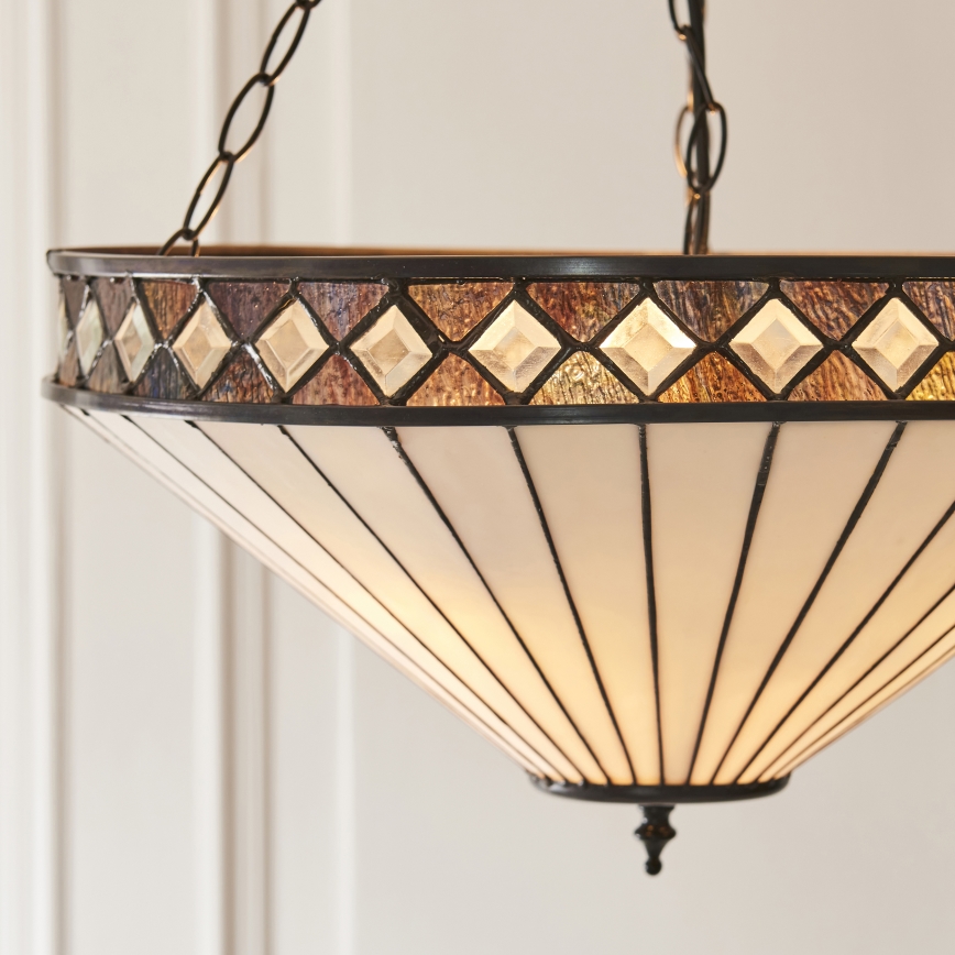 Endon 111871 - Tiffany-Kronleuchter FARGO an Kette, 3xE27/10W/230V, Ø 50 cm
