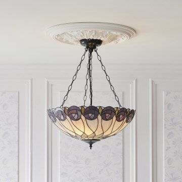 Endon 111872 - Kronleuchter mit Kette Tiffany HUTCHINSON 3xE27/60W/230V Ø 50 cm