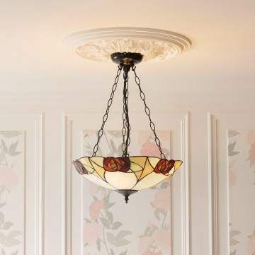 Endon 111879 - Tiffany-Kronleuchter an Kette INGRAM 3xE27/10W/230V Ø 45 cm