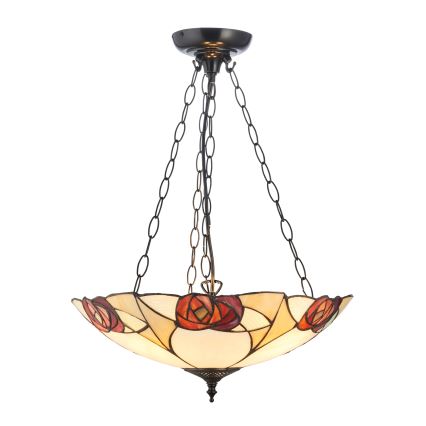 Endon 111879 - Tiffany-Kronleuchter an Kette INGRAM 3xE27/10W/230V Ø 45 cm