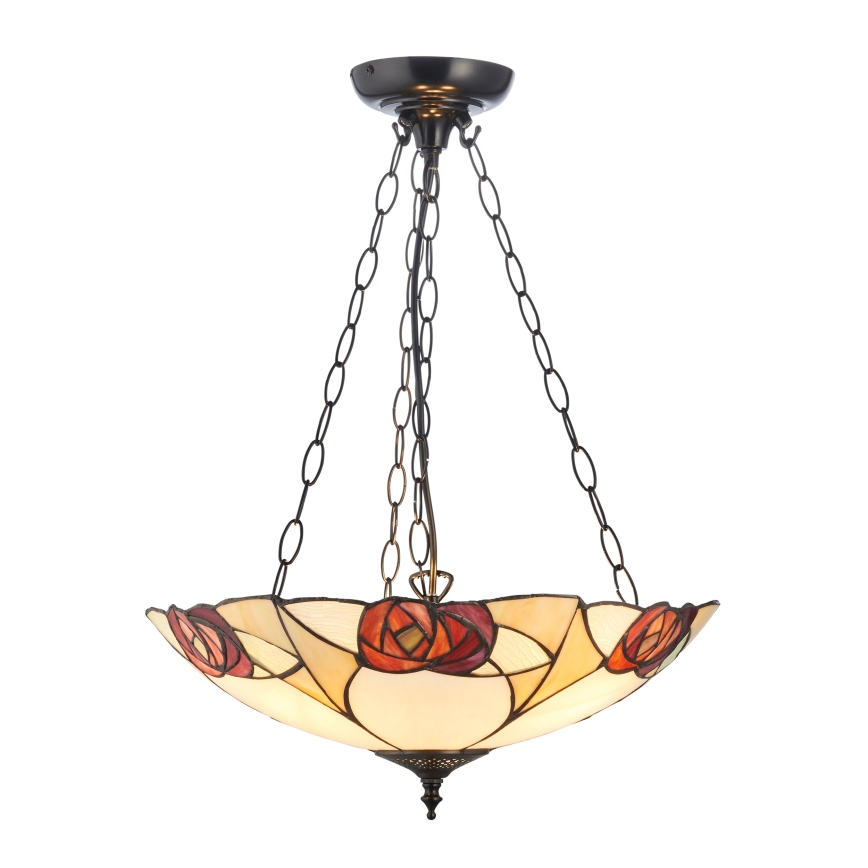 Endon 111879 - Tiffany-Kronleuchter an Kette INGRAM 3xE27/10W/230V Ø 45 cm