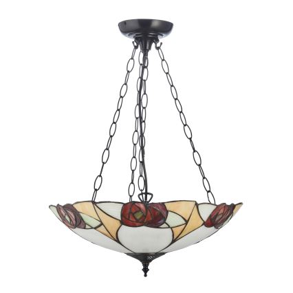 Endon 111879 - Tiffany-Kronleuchter an Kette INGRAM 3xE27/10W/230V Ø 45 cm