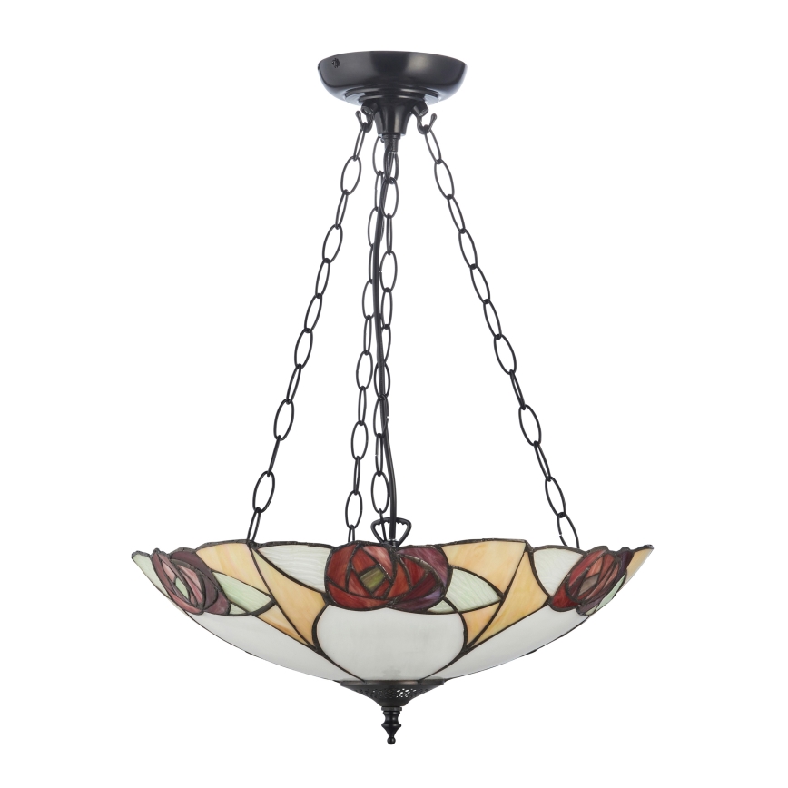 Endon 111879 - Tiffany-Kronleuchter an Kette INGRAM 3xE27/10W/230V Ø 45 cm