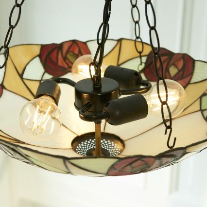 Endon 111879 - Tiffany-Kronleuchter an Kette INGRAM 3xE27/10W/230V Ø 45 cm