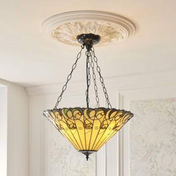 Endon 111881 - Tiffany-Hängeleuchte JAMELIA an Kette, 3xE27/10W/230V, Ø 50 cm