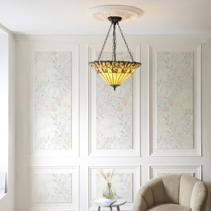 Endon 111881 - Tiffany-Hängeleuchte JAMELIA an Kette, 3xE27/10W/230V, Ø 50 cm