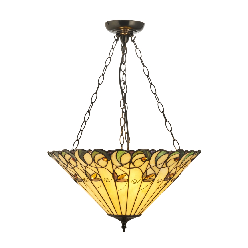 Endon 111881 - Tiffany-Hängeleuchte JAMELIA an Kette, 3xE27/10W/230V, Ø 50 cm