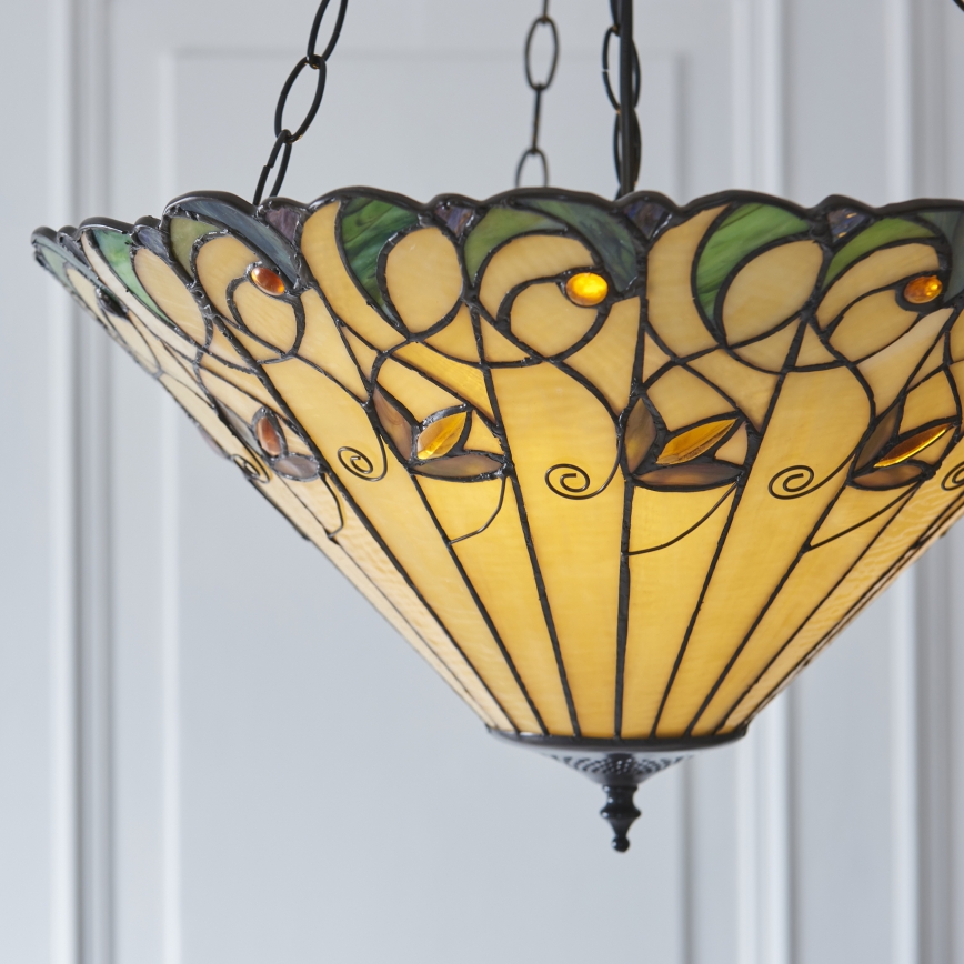 Endon 111881 - Tiffany-Hängeleuchte JAMELIA an Kette, 3xE27/10W/230V, Ø 50 cm