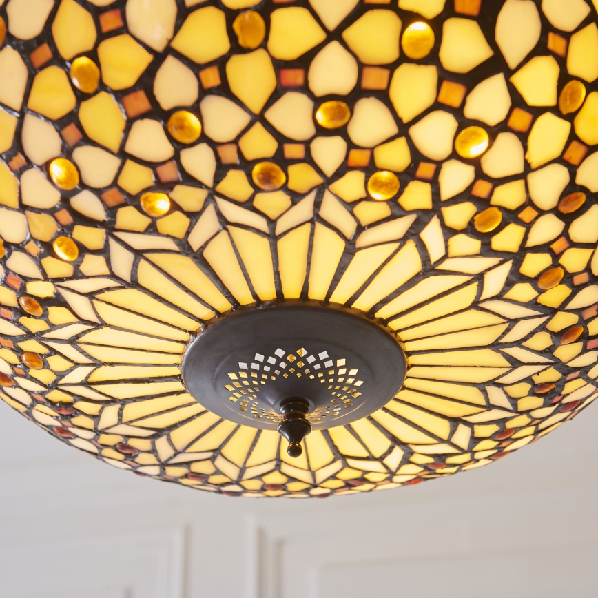 Endon 111882 - Tiffany MILLE FEUX Kronleuchter mit Kette 3xE27/10W/230V, Ø 45 cm