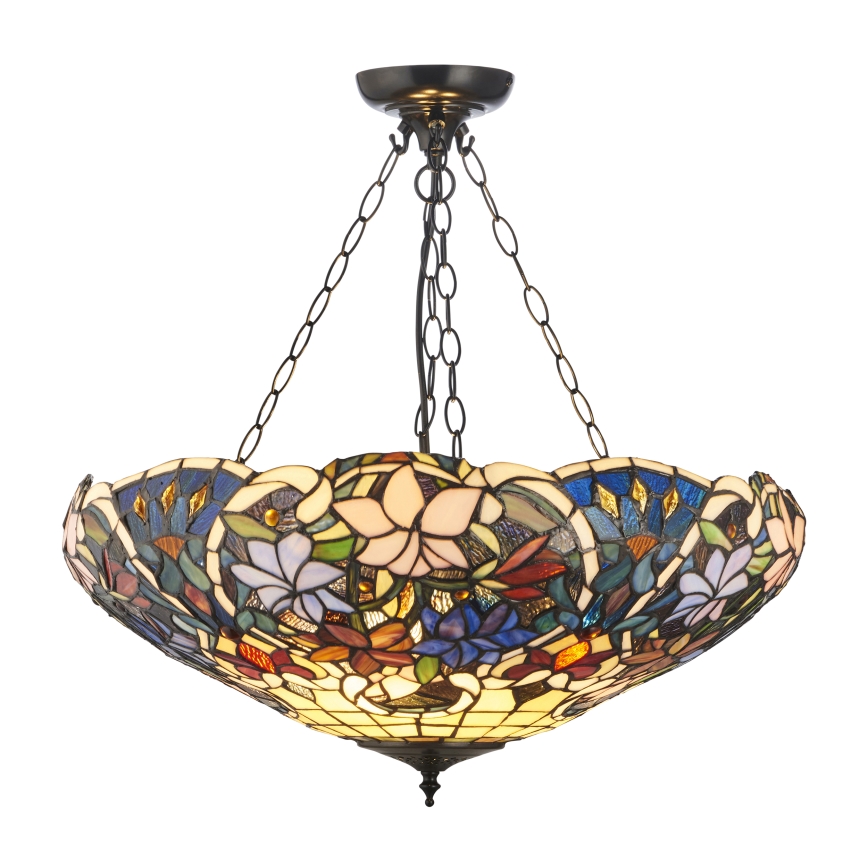 Endon 111887 - Tiffany-Kronleuchter SULLIVAN, mit Kette, 3xE27/10W/230V, Ø 57 cm