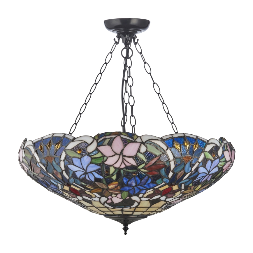 Endon 111887 - Tiffany-Kronleuchter SULLIVAN, mit Kette, 3xE27/10W/230V, Ø 57 cm