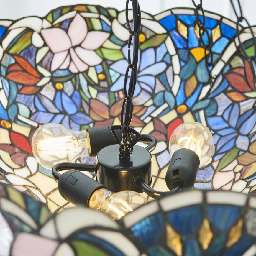 Endon 111887 - Tiffany-Kronleuchter SULLIVAN, mit Kette, 3xE27/10W/230V, Ø 57 cm