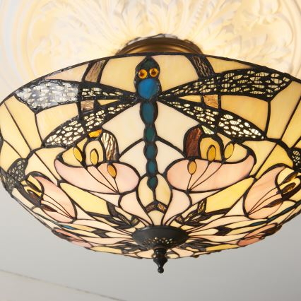 Endon 111892 - Aufgesetzte Tiffany-Deckenleuchte ASHTON 3xE27/10W/230V Ø 45 cm