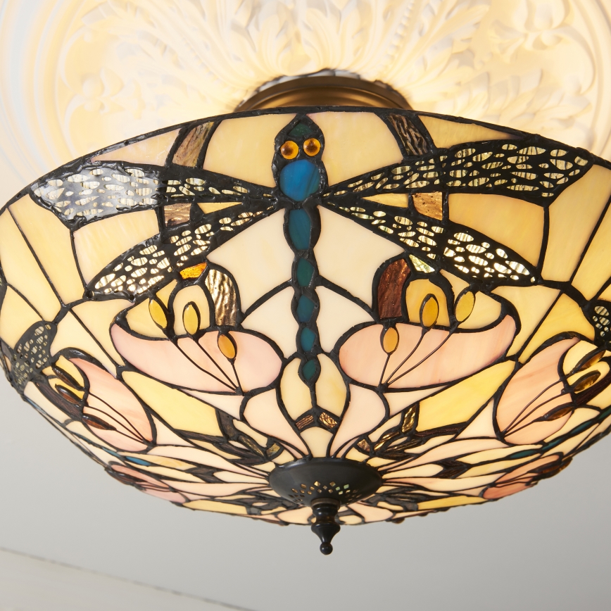Endon 111892 - Aufgesetzte Tiffany-Deckenleuchte ASHTON 3xE27/10W/230V Ø 45 cm