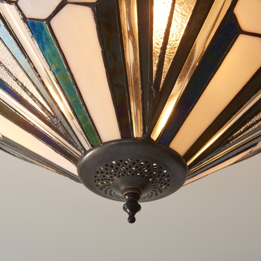 Endon 111895 - Aufgesetzte Tiffany-Deckenleuchte ASTORIA, 3xE27/10W/230V, Ø 48 cm
