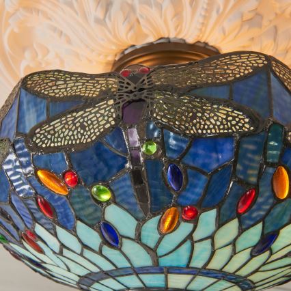 Endon 111897 - Aufgesetzte Tiffany-Deckenleuchte DRAGONFLY 3xE27/10W/230V Ø 41 cm
