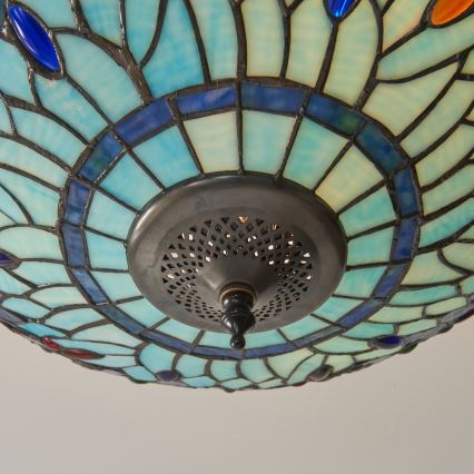 Endon 111897 - Aufgesetzte Tiffany-Deckenleuchte DRAGONFLY 3xE27/10W/230V Ø 41 cm
