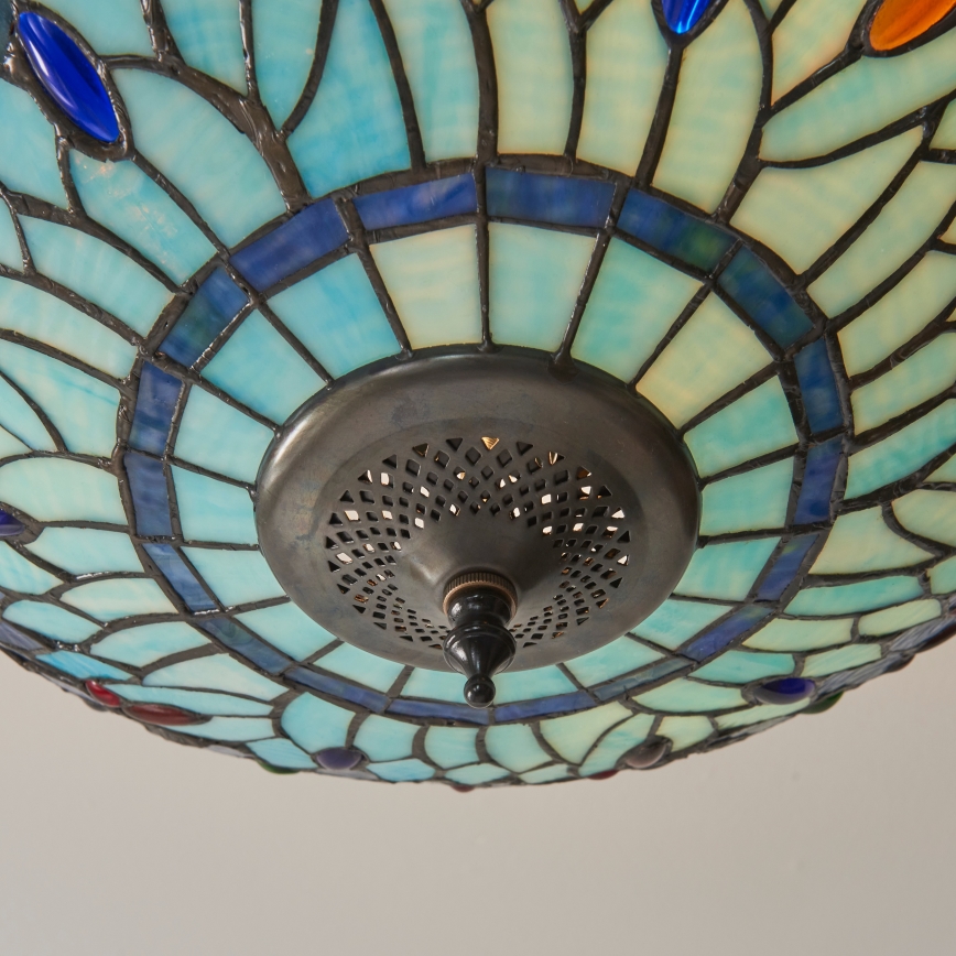Endon 111897 - Aufgesetzte Tiffany-Deckenleuchte DRAGONFLY 3xE27/10W/230V Ø 41 cm