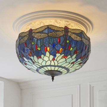 Endon 111899 - Deckenleuchte Tiffany DRAGONFLY 3xE27/10W/230V Ø 50 cm