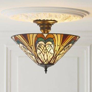 Endon 111905 - Aufgesetzte Tiffany-Deckenleuchte HECTOR 3xE27/10W/230V Ø 40 cm